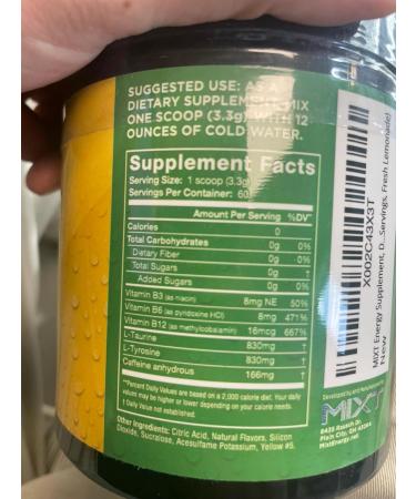 MIXT Energy Drink Mix Energy Powder 8 Hour Energy Formula Designed for Concentration Focus and Hours of Energy Without the Crash Sugar Free (60 Servings Lemonade) - Buy Online on GoSupps.com