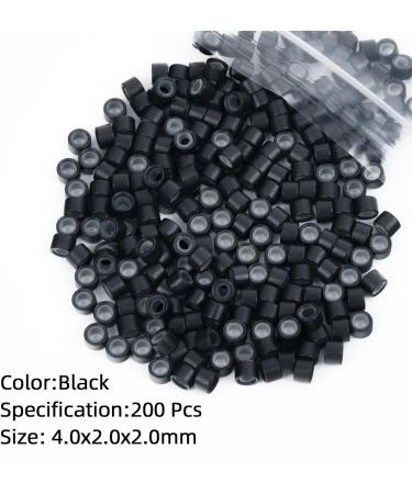 Vlasy 200 Pcs Silicone Micro Rings for I Tip Hair Extensions 4mm Micro Nano Beads Micro Links Hair Beads (Black) Micro-4mm-200Pcs Black - Buy Online on GoSupps.com