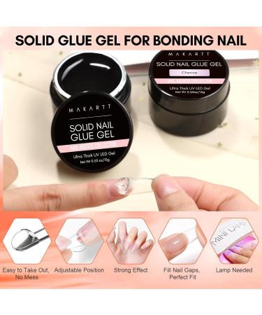 Makartt Solid Gel Nail Glue - 15ml Extra Strong Adhesive for Artificial Nails | UV Non-Stick Clear & Cherice Nail Tips - Buy Online on GoSupps.com