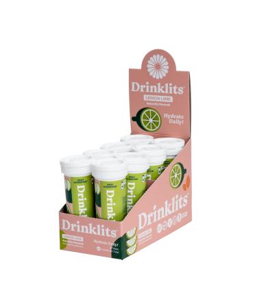 Drinklits Lemon-Lime Electrolyte Sports Drink Fizzy Hydration Tablets (8) Tube Bundle | Natural Flavors 0g Sugar Daily Use | 80 Servings - 10 Tablets Per Tube