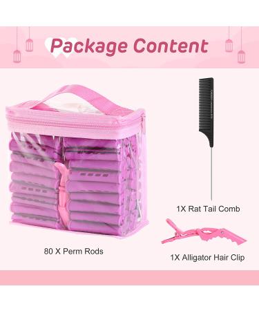 80 Pieces Short Cold Wave Plastic Perm Rods with Comb & Clips - Purple - Buy Online on GoSupps.com