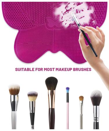 Silicone Makeup Brush Cleaner Mat - Big Size Portable Scrubber for Cosmetic Brushes - Rose Red - Buy Online on GoSupps.com