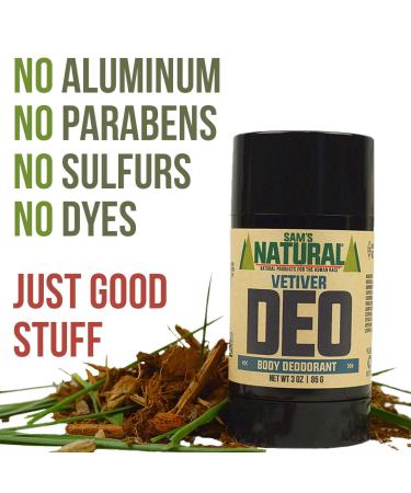 Sam s Natural Deodorant - Vetiver - Holiday Gifts - Stocking Stuffers - Gifts for Men - Aluminum Free DEO - No phthalates parabens sulfates or dyes - Vegan Cruelty Free - 3 oz - Buy Online on GoSupps.com