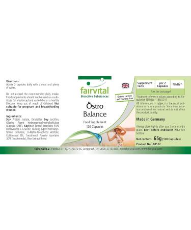 Fairvital | Oestro Balance - 2 months treatment - High dosed - 120 capsules - soy isoflavones (genistin daidzine glycitein) with Vitamin E - Buy Online on GoSupps.com