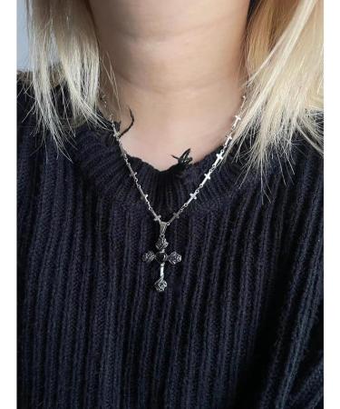 Oralgo Heart Rose Necklace - Unique Gothic Style Cross Trailer Jewelry for Collarbones - Buy Online on GoSupps.com