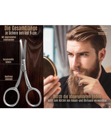 Premium Set of Stainless Steel Beard & Hair Scissors - Curved & Straight Cutting Surfaces | International Shipping - Buy Online on GoSupps.com