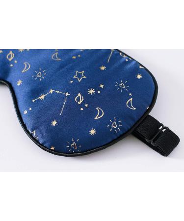 100% Silk Sleep Mask with Adjustable Strap - Golden Starrysky Blue - Buy Online on GoSupps.com
