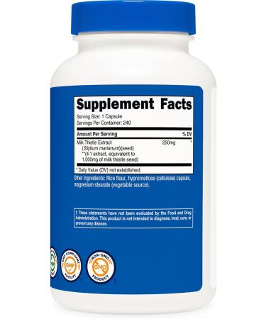Nutricost Milk Thistle 1 000mg Equivalent 240 Capsules - 250mg of 4:1 Extract - Vegan Non-GMO and Gluten Free (Pack of 2) - Buy Online on GoSupps.com