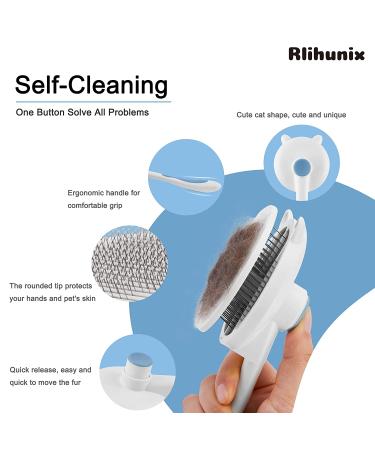 Rlihunix Self Cleaning Slicker Brush | Dog & Cat Grooming | Shedding & Mats Removal | Short & Long Hair | Blue - Buy Online on GoSupps.com