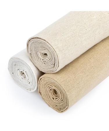 Caydo 3 Pieces Large Size Linen Needlework Fabric for Garment Craft, Flower Pot Decoration and Tablecloth, 62 by 19 Inch