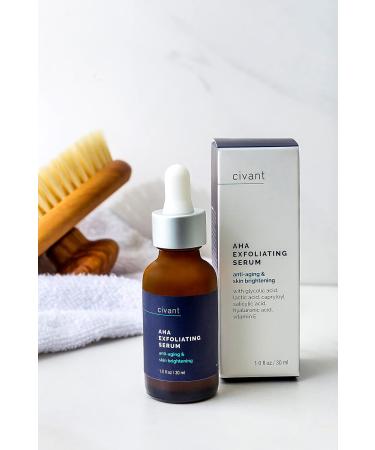Civant AHA Exfoliating Serum with Glycolic Acid - Face Exfoliant Promoting Faster Skin Renewal and Absorption - Slows Aging - Brightening and Smoothing Toning Solution - Made in The USA 1.0 oz - Buy Online on GoSupps.com