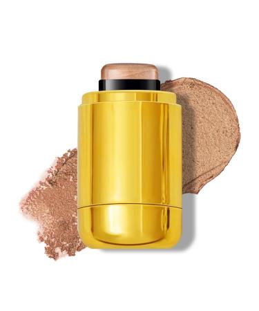 Rotating Highlight Stick,Pocket Blush Stick, 3-in-1 Buildable, Natural, Pearlescent Blush Highlighter Contour Beauty Stick for Cheeks, Eyes and Lips,Non-Greasy, Lasts All Day, Easy to Use (4#, 5.3g)