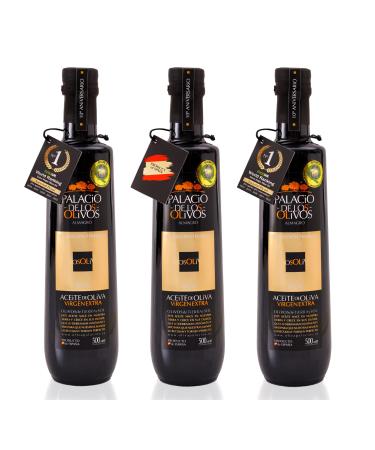 Palacio de Los Olivos - Picual Gourmet Extra Virgin Olive Oil - Cold Pressed, Early Harvest - Pack 3 Bottles of 500ml