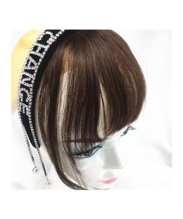 Bangs Bangs Hair Human Hair Bangs Neat Fringe Hair Extensions with Headband for Girl Women Blunt Bangs In Hair Extensions Hairpieces Non-remy Brazilian Hair for Women Curved Bangs for Daily Wear (C Dark Brown