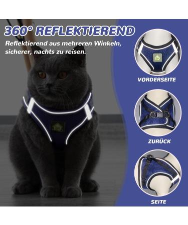 Adjustable Cat Dishes Set - Leash-Friendly Soft Lining Breathable Mesh for Cats & Puppies (Navy Blue XS) | International Shipping - Buy Online on GoSupps.com
