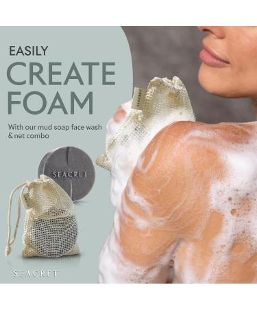 SEACRET Mud Soap with Foaming Net - Luxurious Exfoliating Cleanser for Glowing Skin | International Shipping Available - Buy Online on GoSupps.com