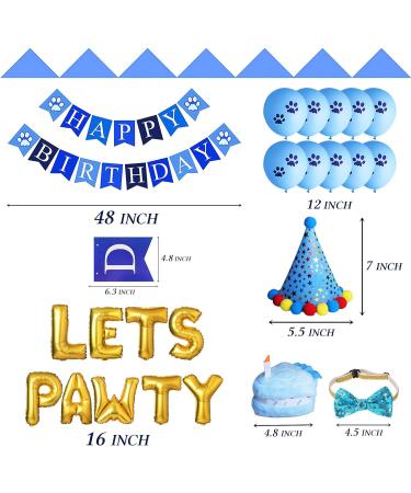STMK Dog Birthday Party Supplies Dog Birthday Bandana Boy with Birthday Party Number Hat Bowtie Cake Toy Lets Pawty Paw Balloons Dog Happy Birthday Banner for Dog Puppy Birthday Party Supplies Blue - Buy Online on GoSupps.com
