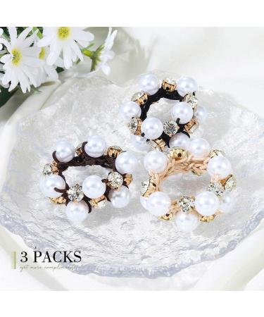 Bartosi Pearl Hair Ties - Black Elastic Scrunchies with Crystal Beads - Pack of 3 - Buy Online on GoSupps.com