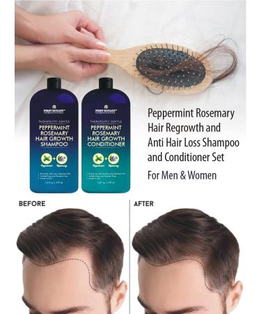 Peppermint Rosemary Hair Regrowth Shampoo & Conditioner Set - Daily Hydrating, Detoxifying, Volumizing Formula, Fights Dandruff - 16 fl oz x 2 - Buy Online on GoSupps.com