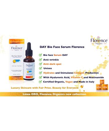 Organic Face Serum - Anti-Aging Hydration with Vitamin C & Hyaluronic Acid | Florence Organics - 30 ml - Buy Online on GoSupps.com