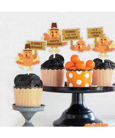 Thanksgiving Turkey Themed Cupcake Toppers 18-PC Set - This is the perfect Thanksgiving turkey party decoration. Gobble up the turkey! - SugarGera 03 - Buy Online on GoSupps.com