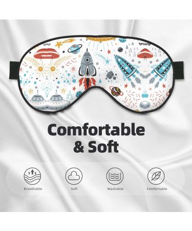 Cartoon Rockets Print Unisex Sleep Mask | Double-Sided Eye Mask for Sound Sleep & Skin Care - International Shipping - Buy Online on GoSupps.com