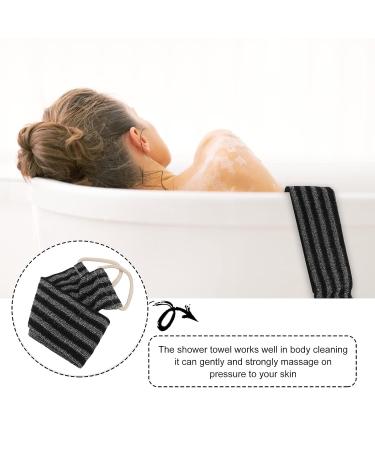 Dual-Sided Body Scrubber Sponge Back Exfoliator - Shower Loofah for Bath - 70x12cm Black - Buy Online on GoSupps.com