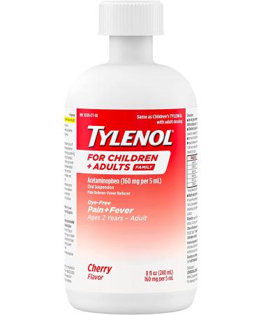 Tylenol Liquid Oral Suspension - Dye-Free Cherry Flavor 8 fl. oz - Pain & Fever Relief for Children & Adults - Buy Online on GoSupps.com