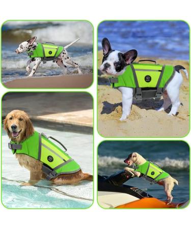 Buy Emust Life Jacket for Large Dogs | Adjustable Swimming Vest with Rescue Handle & Quick Lock Buckle | Perfect for Bulldogs Dachshunds & Corgis | XXL Green - Buy Online on GoSupps.com