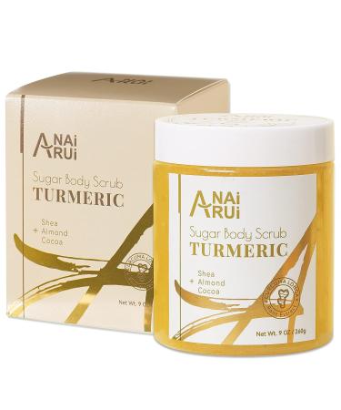 ANAiRUi Turmeric Body & Face Scrub | Real Sugar, Exfoliating, Moisturizing, Glow, Hyperpigmentation & Dark Spots | Sweet Orange Scent | 9 OZ - Buy Online on GoSupps.com