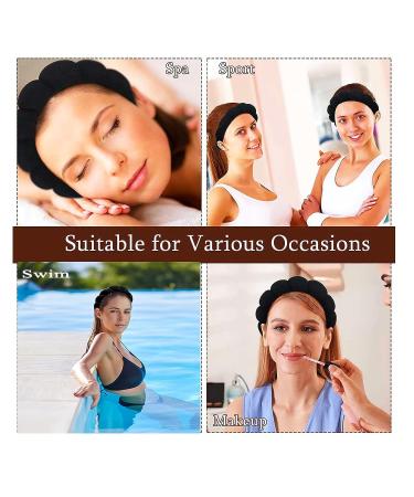 SEPIU Spa Headband for Women - Soft Sponge Fabric Puffy Headband for Skincare, Makeup Removal, and Shower - Black - Buy Online on GoSupps.com
