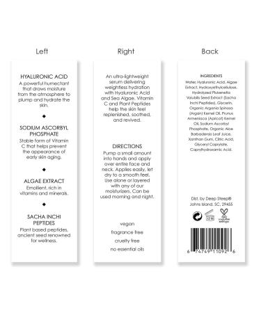 Deep Steep Hyaluronic Acid Face Serum, 1 oz Hydrating Serum with Vitamin C, Argan Oil, Aloe Vera, Glycerin & Apricot Oil Vegan, Clean Beauty Skincare, Smooth & Glowing Skin 1 Fl Oz (Pack of 1) Hyaluronic Acid Serum - Buy Online on GoSupps.com