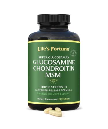 Life's Fortune Triple Strength Glucosamax - 1000mg Premium Glucosamine Chondroitin and MSM Supplement with Vitamin C for Joint Comfort & Mobility 120 Tab