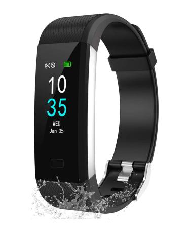 Lebexy fitness bracelet waterproof IP68 |Fitness Tracker watch |Smartwatch pedometer activity tracker |Calorie counter Sport watch built in GPS S2 version black