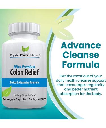 Crystal Peaks Nutrition Natural Colon Cleanser Capsules - Extra Strength for Constipation Relief & Gut Health - Promotes Regularity (60 Capsules) - Buy Online on GoSupps.com