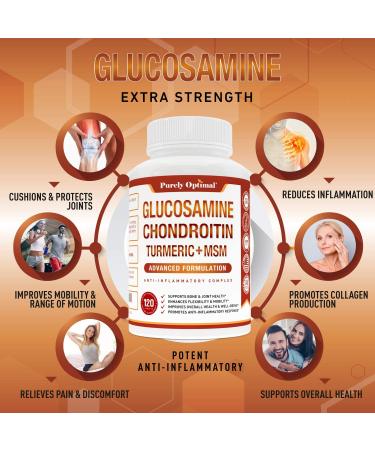 Premium Glucosamine Chondroitin MSM Supplement - 120 Capsules | PURELY OPTIMAL - Buy Online on GoSupps.com