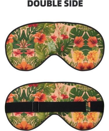 Ultra-Soft Light-Blocking Eye Mask - Hojas Tropicales Y Flores Print for Restful Sleep & Comfort | International Shipping Available - Buy Online on GoSupps.com
