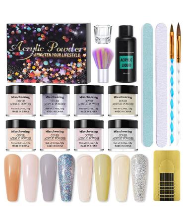 Nail Extension Powder Beginner Set All Season 8-Color Dip Powder Set Nail Enhancement Crystal Powder Set Nail Extension Sculpture Pollen Set (1)