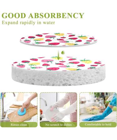 3-Pack Cleaning Kitchen Sponges Oval Colorful Strawberries Kitchen Cellulose Dishwashing Wood Pulp Cotton - Buy Online on GoSupps.com
