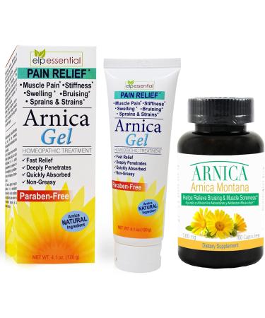 Buy ELP ESSENTIAL Arnica Montana Capsules 500mg - 100 Capsules + Arnica Gel 4.1oz - Fast International Shipping - Buy Online on GoSupps.com