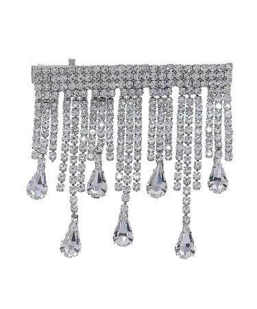 FRCOLOR 1pc Bangs Clip Pearl Crystal Hairpin Bridal Jewelry Hair Clips Tassel Barrettes for Women Rhinestone Tassel Hair Pin Retro Decor Vintage Decor Miss Issue Card Full Diamond