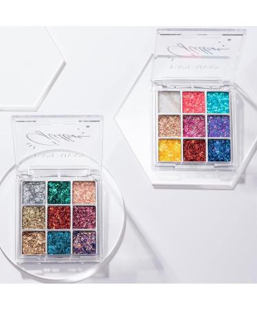 SOMGKINE Eyeshadow Glitter Eyeshadow 9 Color Palette Shiny Eyeshadow Pearlescent Makeup Highly Pigmented Shine Matte Glitter Makeup Palette Longlasting Waterproof 01 - Buy Online on GoSupps.com