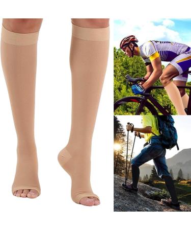 XXL Skin Color Toeless Compression Socks 23-32 mmHg | Medical Open Toe Stockings for Varicose Veins - Buy Online on GoSupps.com
