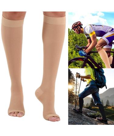 23-32 mmHg Medical compression socks Open toe stockings Wade cuff for varicose veins (Color: Skin Color Size: M) M Skin Color