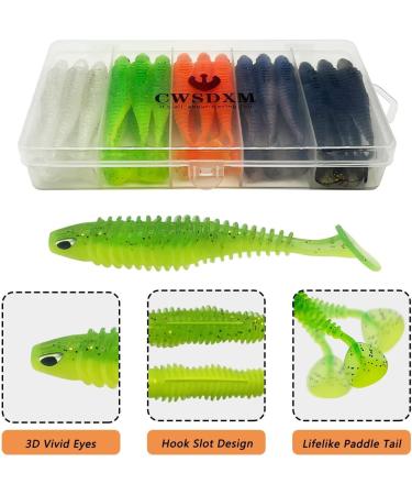 Paddle Tail Swimbaits Soft Plastic Lures Kit 8cm - 30pcs for Bass Trout Walleye Crappie | CWSDXM Soft Fishing Lures - Buy Online on GoSupps.com