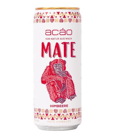 Ac o Bio Mate Raspberry - 12 x 330ml Cans | Low-Calorie Caffeinated Natural Energy Drink - Climate Neutral & Fruity Refreshment - Buy Online on GoSupps.com