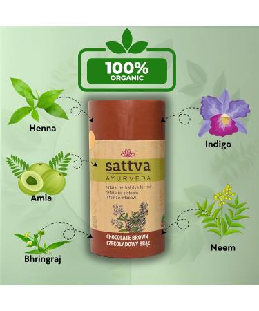 Sattva Natural Hair Color Chocolate Brown Henna Suitable for Allergy Sufferers Organic Plant Color for Color Volume and Shine of Natural Hair Double Portion  - Buy Online on GoSupps.com