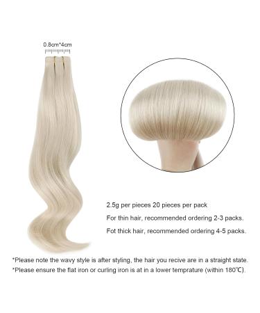 Real Hair Extensions - Ice Blonde Tape In Extensions #1000 | 35cm 20 Pieces 50g | Invisible Glue for Smooth Finish - Buy Online on GoSupps.com