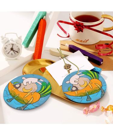 YYHHAOFA Sunflower Seeds and Rabbits Prints Christmas Ceramic Round Pendant Decoration - Festive Hanging Ornament for Stores and Homes -2.9 in - Buy Online on GoSupps.com