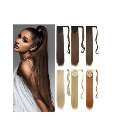 Ponytail Extension 22inches Synthetic Ponytail Hair Extension Clip in Fake Wig Hairpiece Long Straight Wrap Around Pony Tail Extension for Women Ponytail Hairpiece for Women (Color : 4 Size : 56cm 56cm 4